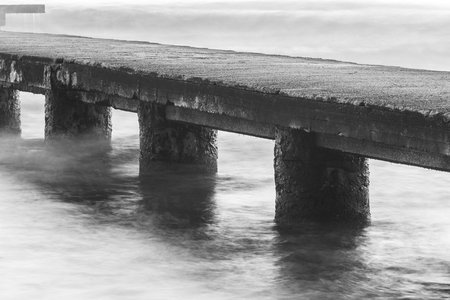 Long exposure image of the Salerno pierの写真素材