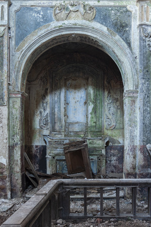 Ruin of an old building, ghost town Romagnano al Monte, Italyの写真素材