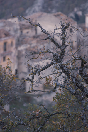 Ruin of an old building, ghost town Romagnano al Monte, Italyの写真素材