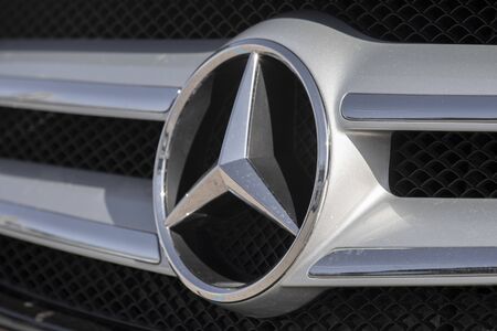 Salerno, ITALY - June 29, 2019: close-up of the Mercedes logo to mean a concept