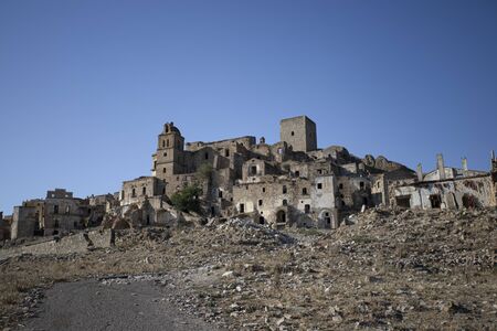 Craco, abandoned ghost town in Italyの写真素材