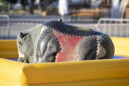 View of a mechanical bull machine with nobodyの写真素材