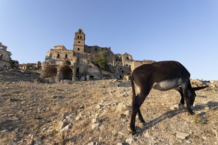 Craco, abandoned ghost town in Italyの写真素材