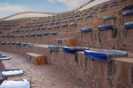 VIETRI SUL MARE, ITALY - OCTOBER 12, 2019 public theater arena, seats made entirely of ceramics, in the city of Vietri sul Mare, Amalfi Coast, Italyのeditorial素材