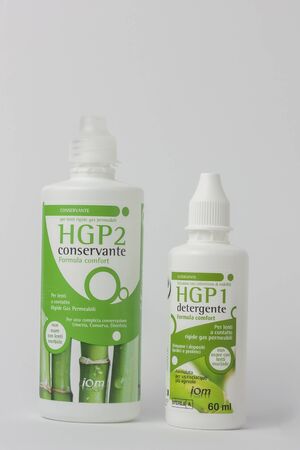 Matera, Italy - May 26, 2019: Contact lens liquids on a white background to mean a conceptのeditorial素材