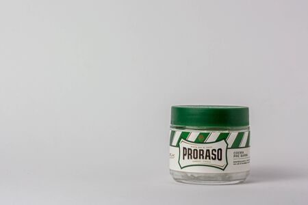 Matera, Italy - May 26, 2019: a package of Proraso shaving soap on an isolated background to mean a conceptのeditorial素材
