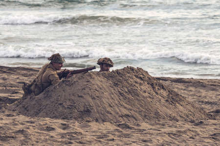 The landing began at 3:50 am on 9 September 1943, a few hours after Pietro Badoglio had informed the Italian people, via radio, of the armistice with the Anglo-American Allies.のeditorial素材