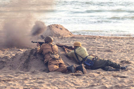 The landing began at 3:50 am on 9 September 1943, a few hours after Pietro Badoglio had informed the Italian people, via radio, of the armistice with the Anglo-American Allies.のeditorial素材