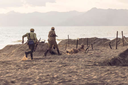 The landing began at 3:50 am on 9 September 1943, a few hours after Pietro Badoglio had informed the Italian people, via radio, of the armistice with the Anglo-American Allies.のeditorial素材