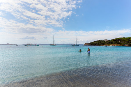 SANTA TERESA DI GALLURA, ITALY - July 30, 2021: Paradise beach in Sardiniaのeditorial素材