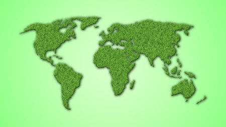 World map on a green background. Environmental style world mapの写真素材