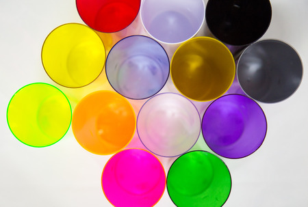 color cup plastic top downの写真素材