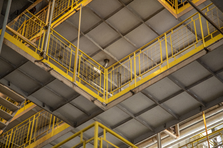 Handrail industrial yellow fence metallicの写真素材