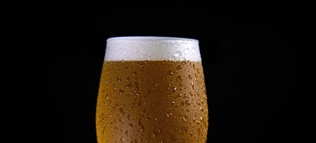 Droplets on freshly poured beer detail macro delicious unfocusedの写真素材