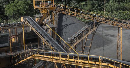 Conveyor belt mine line rock transportの写真素材