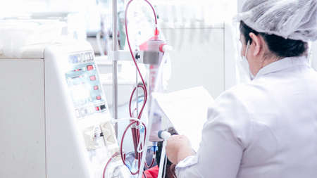 hemodialysis in people on the equipmentの写真素材