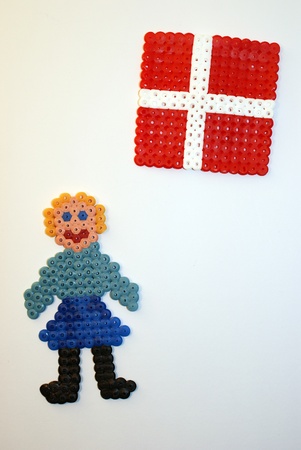 Woman and flag, made of pearlsの写真素材