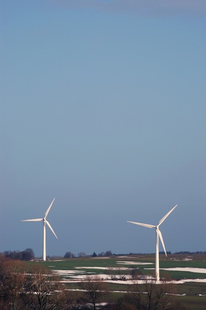 Landscape with two windturbinesの写真素材