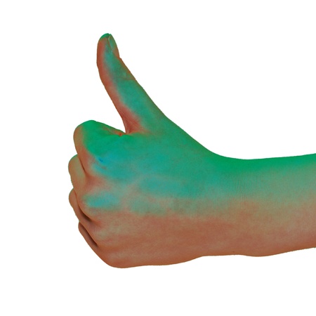 Greenish thumb upの写真素材