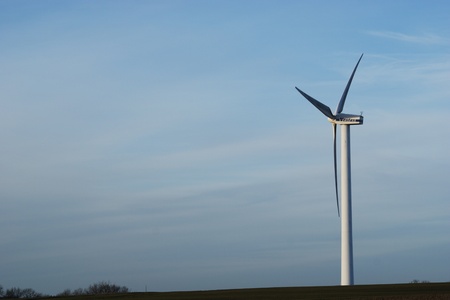 Danish landscape with wind turbineの写真素材