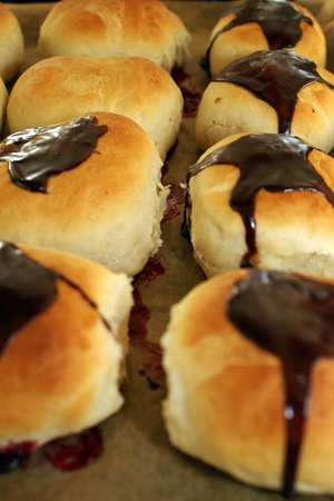 Homemade chocolate bunsの写真素材