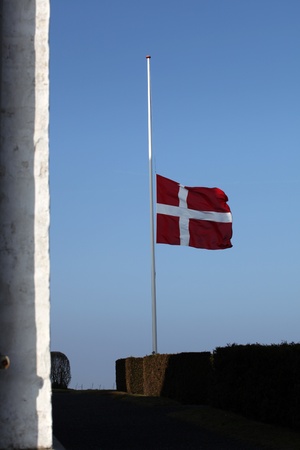 Funeral in Denmark - the flag on halfの写真素材