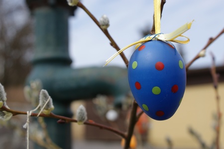 Easter egg hanging outside