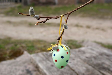 Easter egg hanging outside