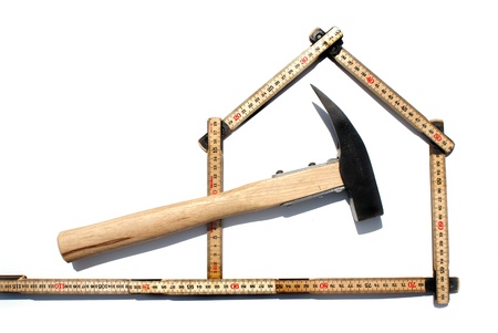 Symbol for carpentry, hammer and meter
