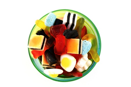 Delicious candy in green glass bowlのeditorial素材