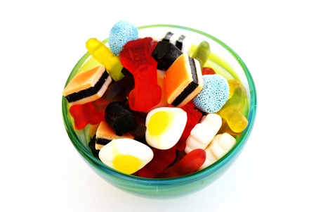 Delicious candy in green glass bowlのeditorial素材