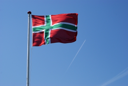The flag of Bornholm  small island the baltic sea 