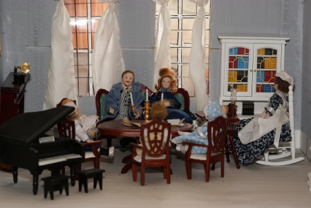 Miniature living room with pianoの写真素材