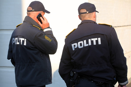Back of two police officers.のeditorial素材