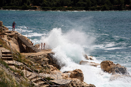 Photo-opportunity at the cliffs of Rovinjのeditorial素材