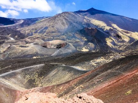 Mountain Etna and Etna Volcano in Sicily, Italyの写真素材