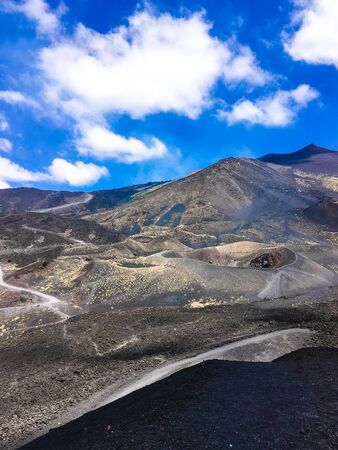 Mountain Etna and Etna Volcano in Sicily, Italyの写真素材