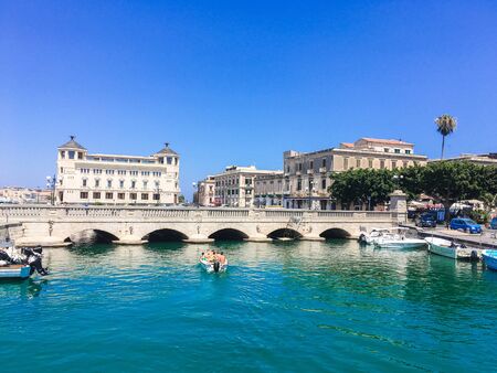 Beautiful tourist photo of the city in Sicily, Italyの写真素材