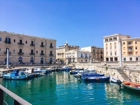 Beautiful tourist photo of the city in Sicily, Italyの写真素材