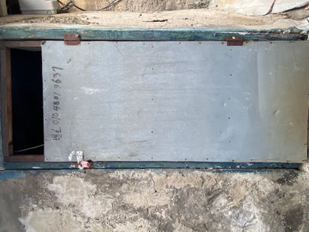 Old window frame in old house. Old window frame. Old window frame