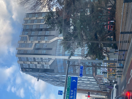 Manhattan street view. Manhattan is the most densely populated of the five boroughs of New York City