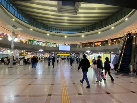 Unidentified people visit Airport. Airport is the primary civilian airport for seoul, and one of the largest transportation hubs in Suwon, Korea.の写真素材