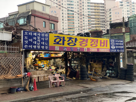 Old house in the street of Hong Kong.の写真素材