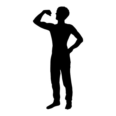 man backs showing muscles silhouetteのイラスト素材