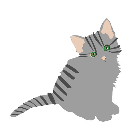 pattern with cute cartoon doodle cats on yellow background. Little colorful kittens. Funny animals. Children's illustration. Vector image.のイラスト素材