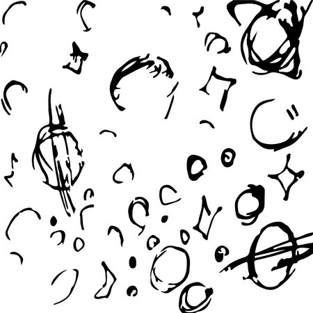 hand drawn striped pattern. Black and white. Design elements drawn strokes (the effect of gel pens)のイラスト素材