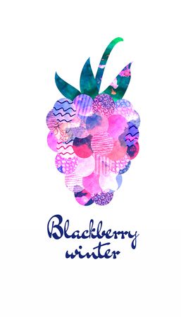 Hand drawn watercolor painting blackberry on white background. illustration of berriesの写真素材