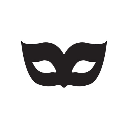Blank carnival mask icon template illustration. Party masquerade symbol. Black color, flat style.のイラスト素材