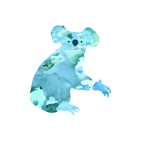 Koala, watercolor vector illustration isolated on white background.のイラスト素材