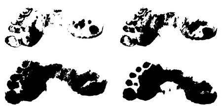 Foot prints. Black on whiteのイラスト素材